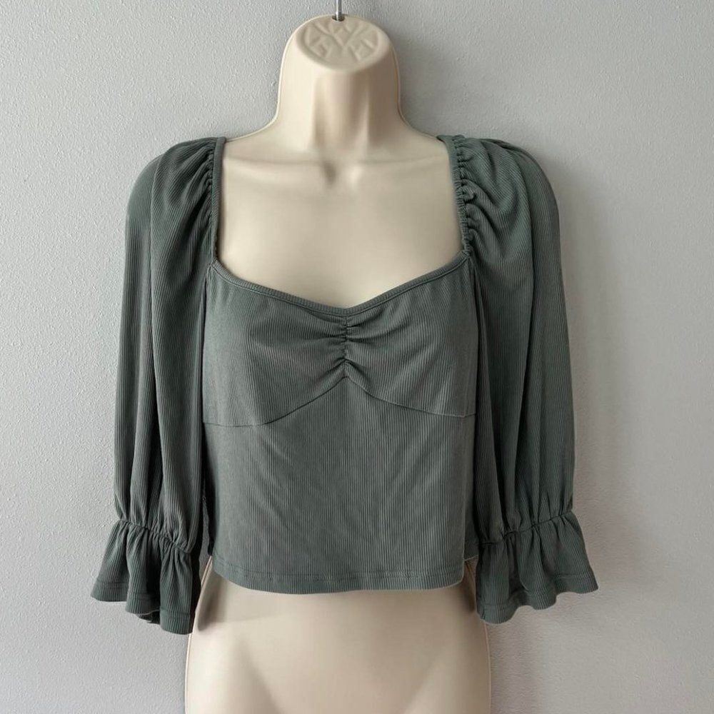 Toby Heart Ginger 3/4 Sleeve Crop Top Size L  NWT!